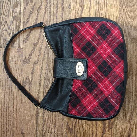 TALBOTS Quilted Greenwich Tartan Plaid & Leather Hobo Bag - Picture 1 of 10
